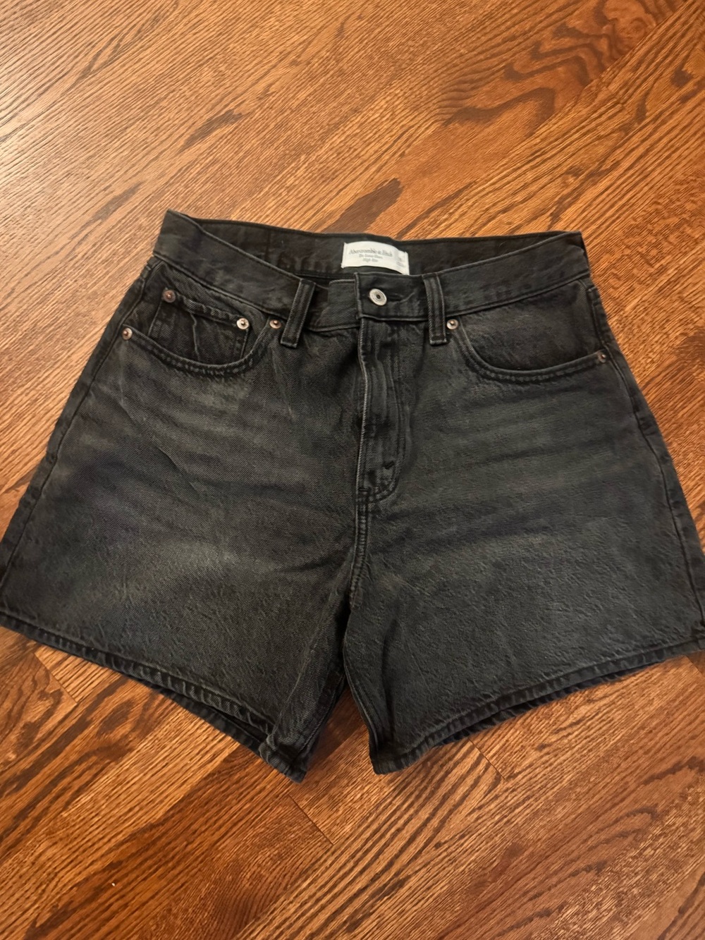 Abercrombie & Fitch “The Loose Short” Black High-Rise Denim Shorts
